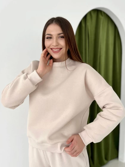 Свитшот женский оверсайз 46-3Н трехнитка с начесом
 Цвет-Кремовый Размер-S