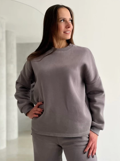 Свитшот женский оверсайз 210-3НБ 3-х нитка, начес, бархатный эффект