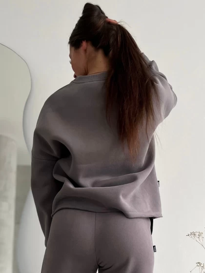 Свитшот женский оверсайз 210-3НБ 3-х нитка, начес, бархатный эффект