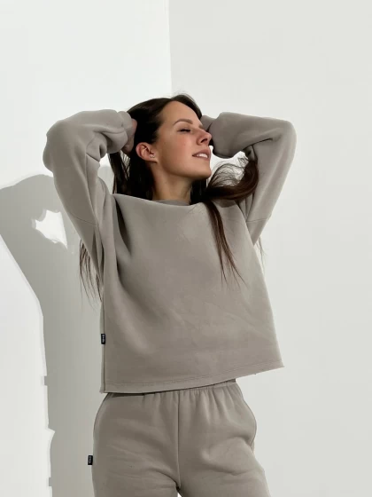 Свитшот женский оверсайз 210-3НБ 3-х нитка, начес, бархатный эффект