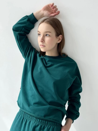 Свитшот женский оверсайз 210-1Б двухнитка с бархатным эффектом