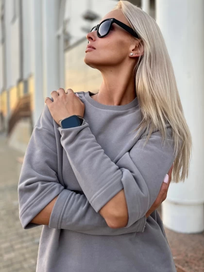 Лонгслив женский оверсайз 286-3Б трехнитка с бархатным эффектом