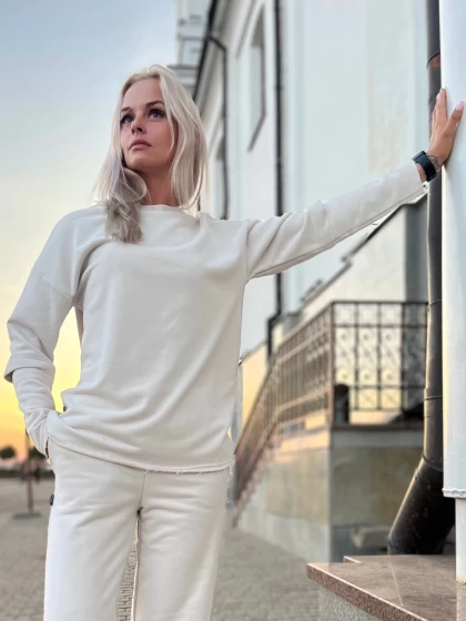 Лонгслив женский оверсайз 286-3Б трехнитка с бархатным эффектом