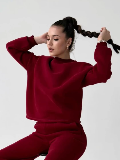 Свитшот женский оверсайз 210-3НБ 3-х нитка, начес, бархатный эффект