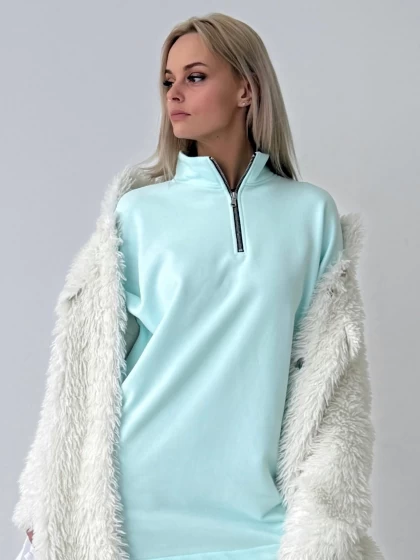 Лонг женский оверсайз 295-3БА трехнитка с бархатным эффектом