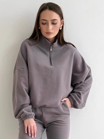 Толстовка женская оверсайз 295-3Б трехнитка с бархатным эффектом