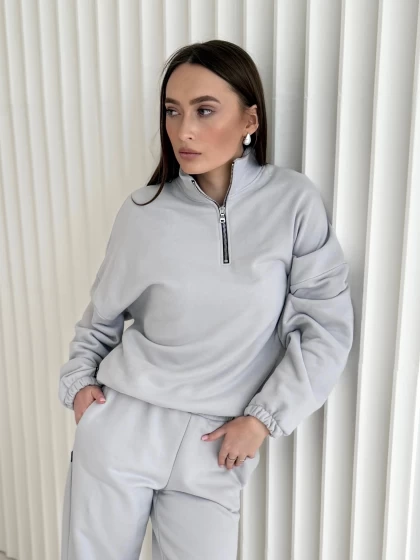 Толстовка женская оверсайз 295-3Б трехнитка с бархатным эффектом