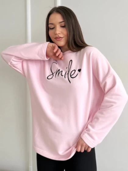 Лонгслив женский 303-3Б, трехнитка, вышивка, бархатный эффект