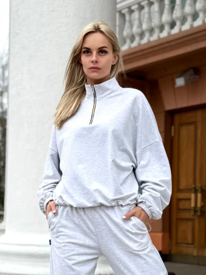 Толстовка женская оверсайз 295-1Б двухнитка с бархатным эффектом