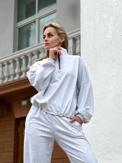 Толстовка женская оверсайз 295-1Б двухнитка с бархатным эффектом