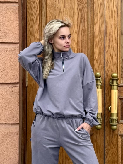 Толстовка женская оверсайз 295-1Б двухнитка с бархатным эффектом