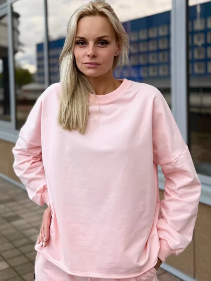 Свитшот женский оверсайз 210-1Б двухнитка с бархатным...