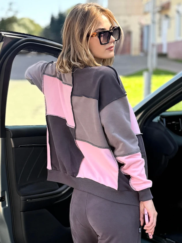 Бомбер женский 245-3БM трехнитка с бархатным...