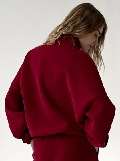 Толстовка женская оверсайз 295-3Б трехнитка с бархатным эффектом