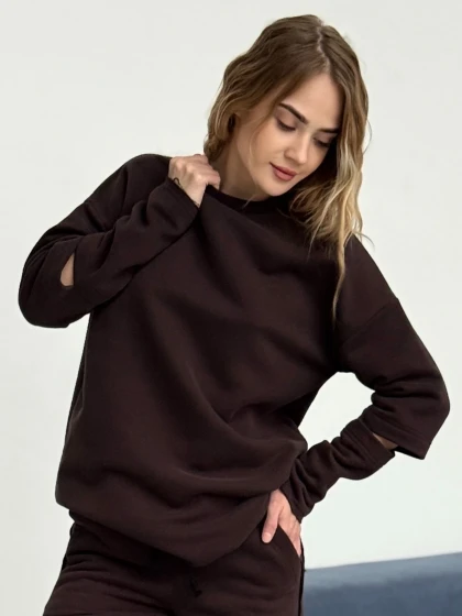 Лонгслив женский оверсайз 286-3НБ(380) 3-х нитка, начес,...