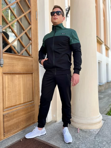 Толстовка мужская 91-2ФТ двухнитка
 Цвет-Черный, изумруд Размер-M