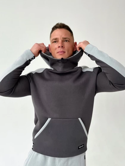 Худи мужское 158-3Н трехнитка с начесом
 Цвет-Светло-серый, грей Размер-M